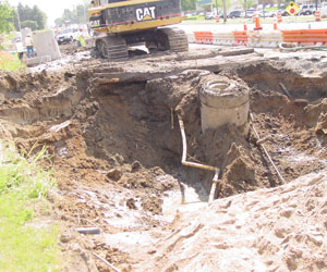 damaged utility line