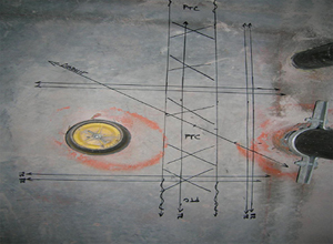 location of the post tension cable